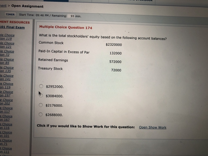  ent> Open Assignment TIMER Start Time: 09:46 PM/ Remaining: 93 min