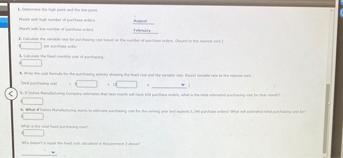 Company had the following 12 months of data on purchasing cost and