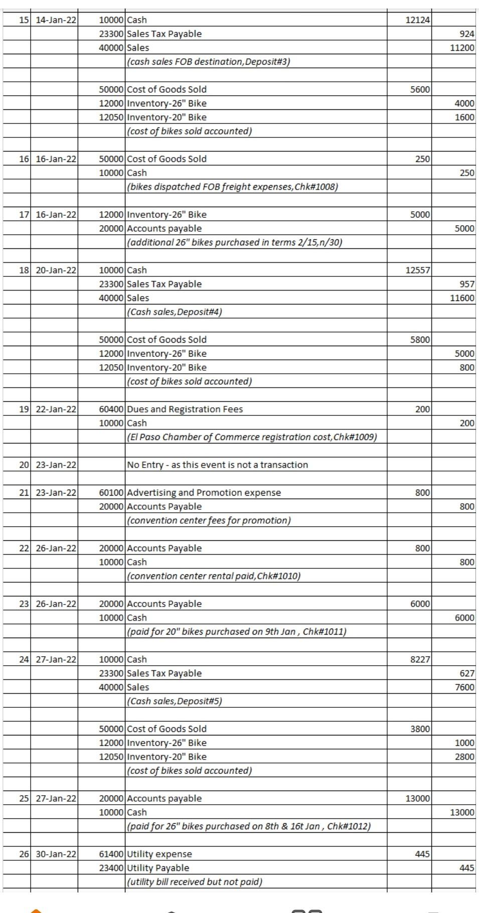 journal entries in the practice set after the original journal entries. Round