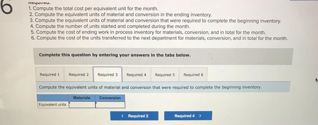 into production Units in ending inventory Units transferred to the next department
