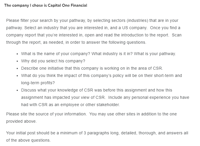  Please answer the questions using Captial One Financial. Do not change