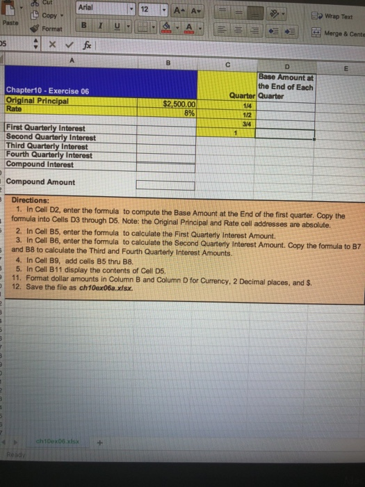  12A A Wrap Text Copy Paste FormatB I Merge & Cente