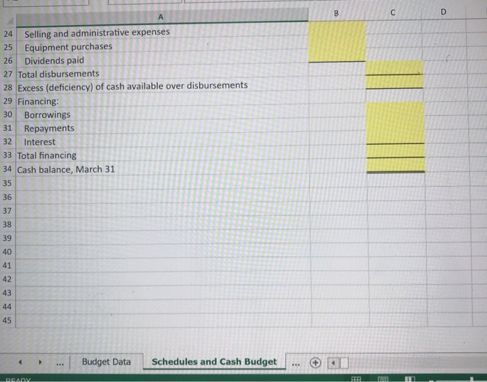 February and expected March sales: 5 Cash sales $ 1,600 $ 3,750