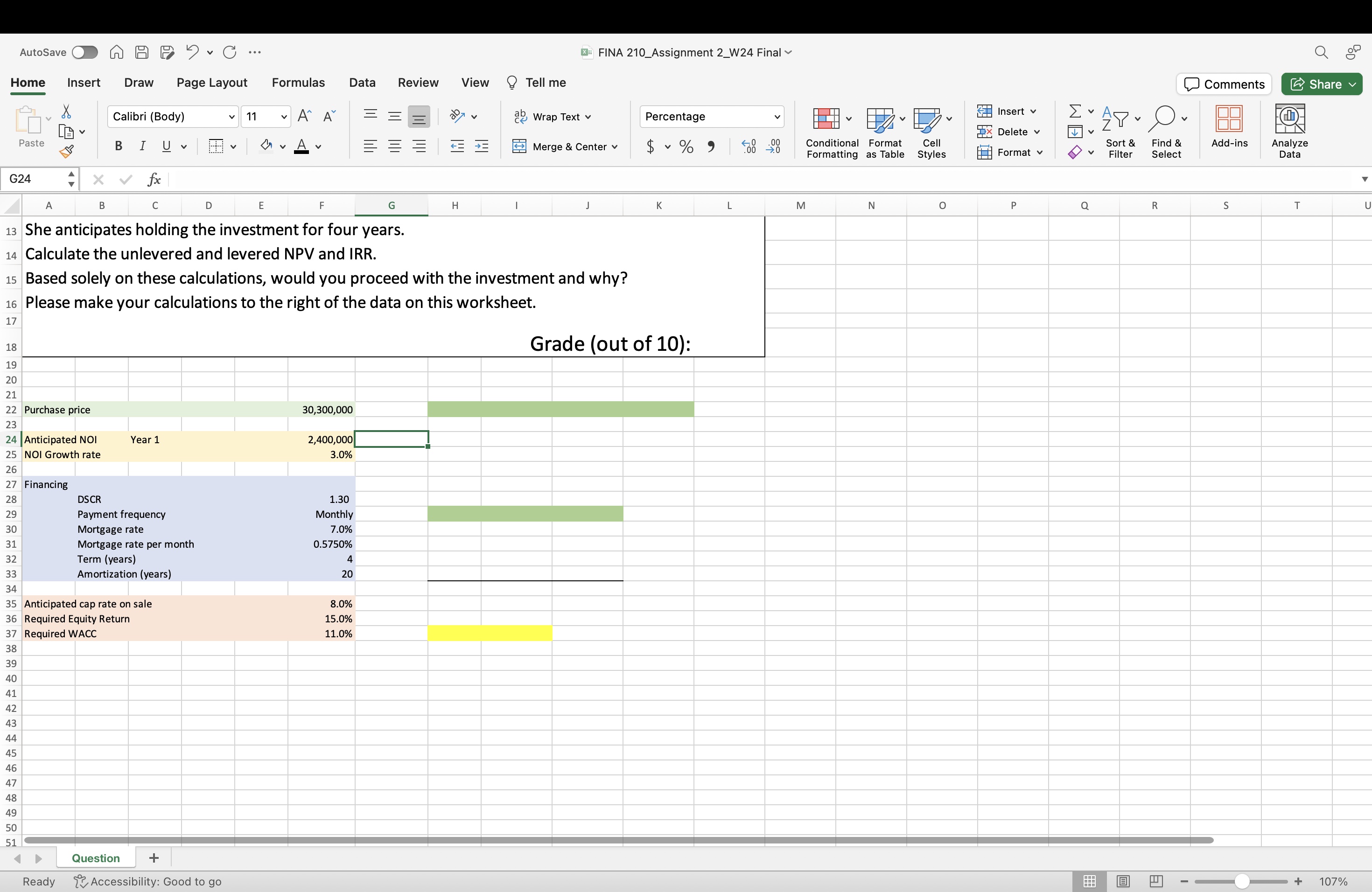  INSTRUCTIONS: Your client has provided the following data for a possible