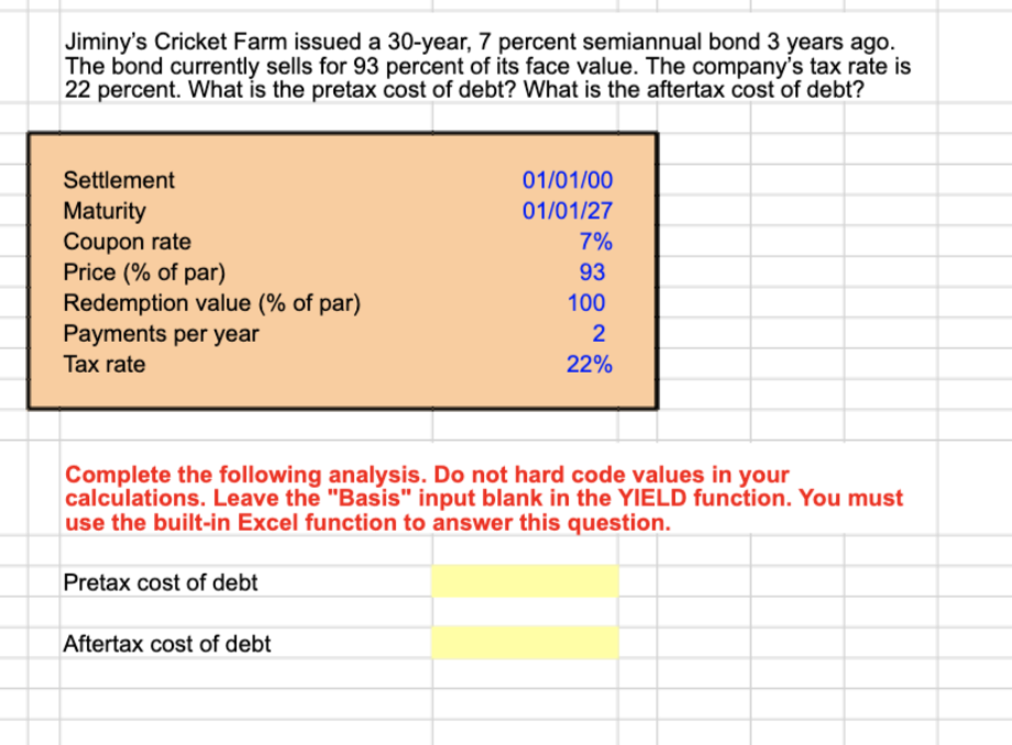  PLEASE READ THE RED TEXT. PROVIDE THE EXACT FORMULA FOR EXCEL.