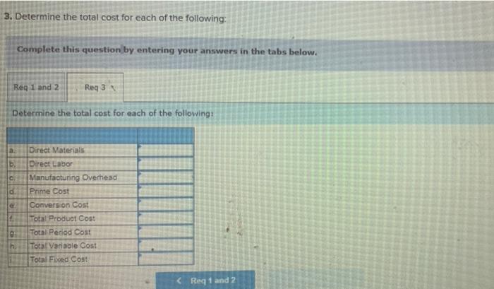 the answers & circle/highlight them PA1-4 (Algo) Classifying Costs; Calculating Total Costs;