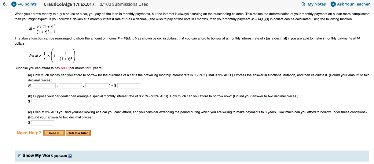  6. -/6 points CraudColAlg6 1.1.EX.017. 0/100 Submissions Used My Notes +
