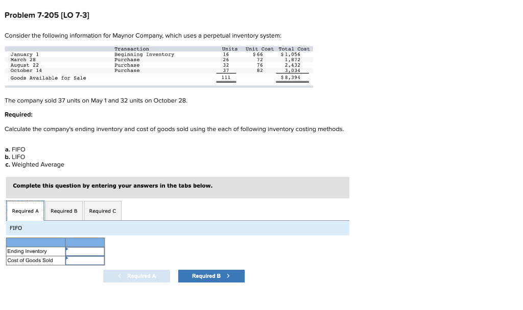  Problem 7-205 [LO 7-3] Consider the following information for Maynor Company,