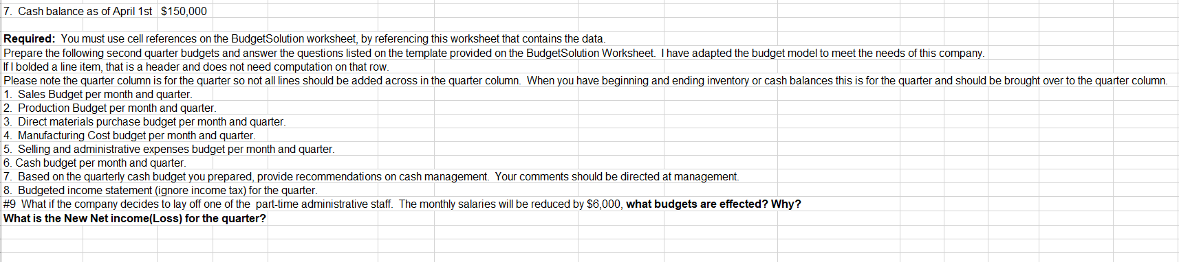 up on the Budgetsolution worksheet that you should use to complete the