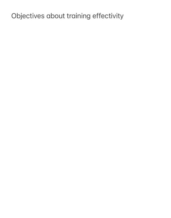  Objectives about training effectivity