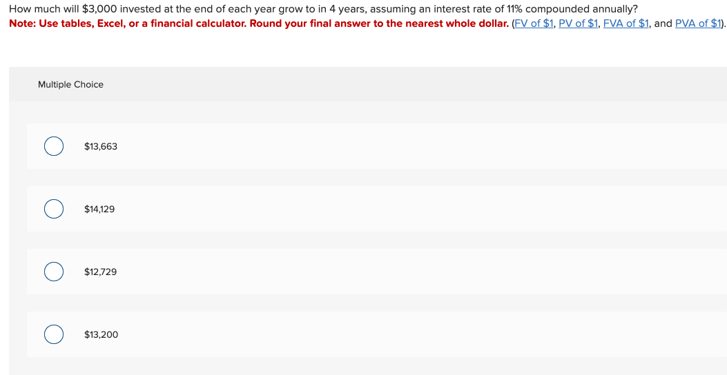  How much will $3,000 invested at the end of each year