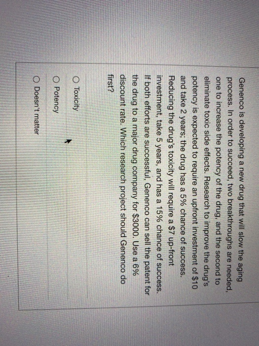  Genenco is developing a new drug that will slow the aging