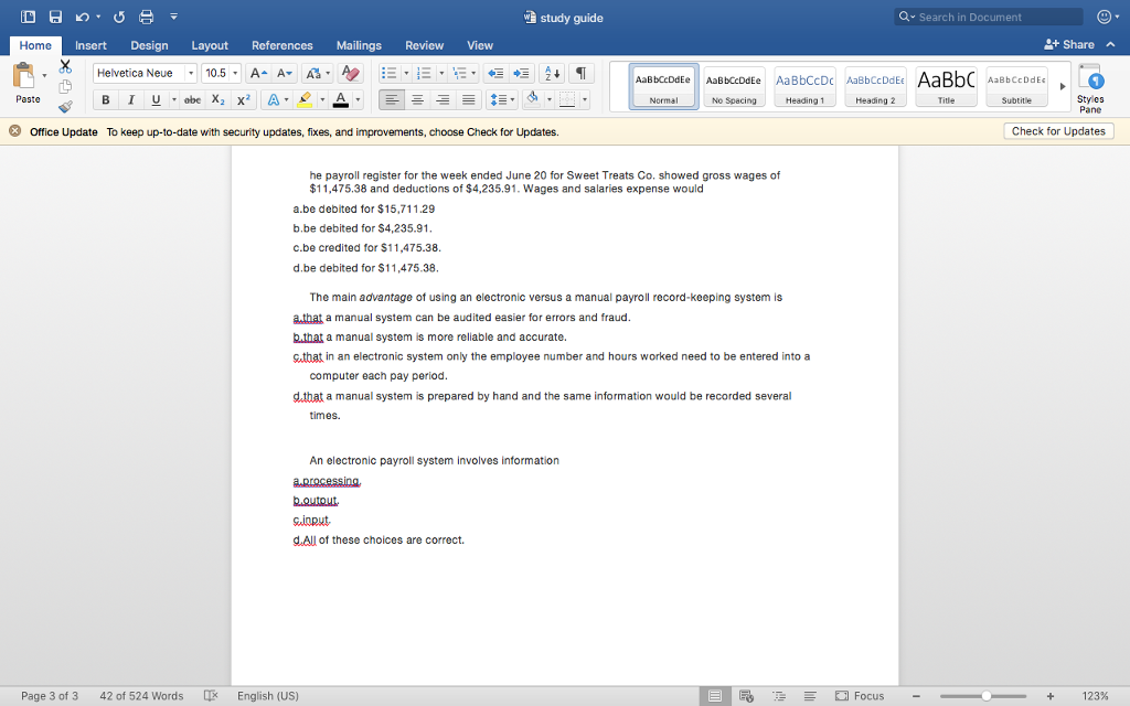  study guide Q Search in Document Home InsertDesign Layout References Mailings