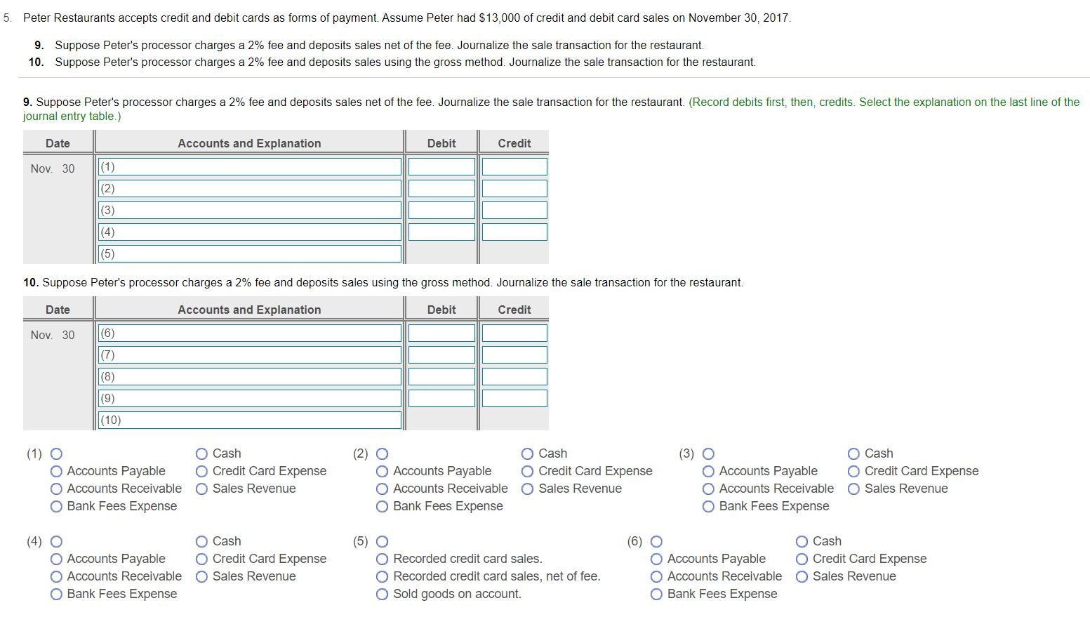 5. Peter Restaurants accepts credit and debit cards as forms of