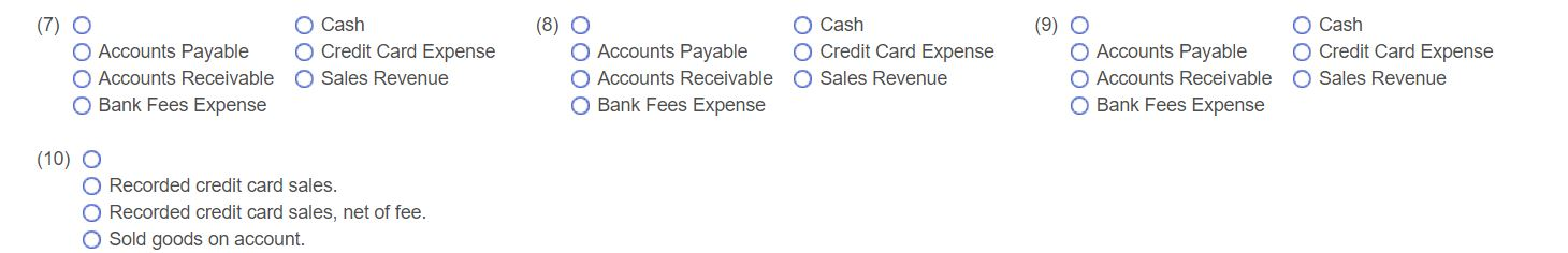 payment. Assume Peter had $13,000 of credit and debit card sales on