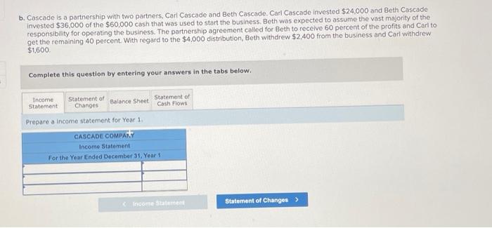 Prepar a capital statement for Year 1. Note: Deductions should be