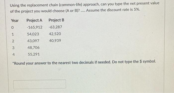 help, please Using the replacement chain (common-life) approach, can you type the