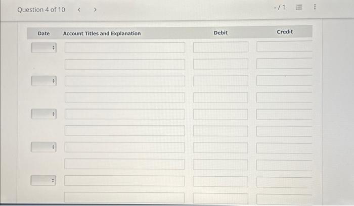 1. On April 5, purchased merchandise on account from Ivanhoe Company for
