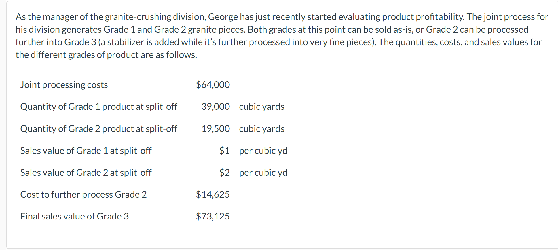 the division if Grade 2 is further processed into Grade 3 and