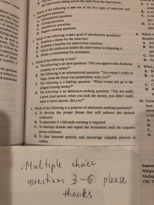  doesn't mean iewee sitting across the table from the interviewer A.