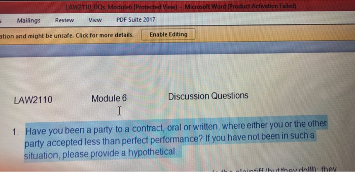  LAW2110 DOs Module6 (Protected View) Microsoft Word (Product Activation Failed) Mailings