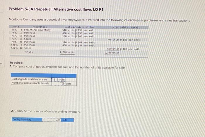 Problem 5-3A Perpetual: Alternative cost flows LO P1 Problem 5-3A Perpetual: Alternative