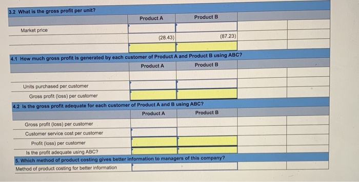 Batches Volume Engineering modifications Number of customers Market price Product A $15