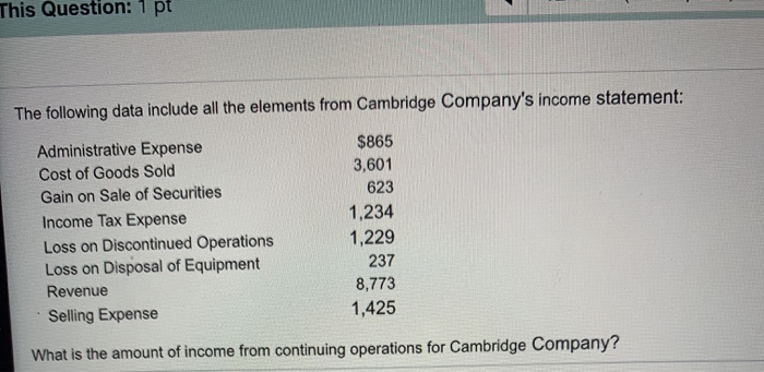  This Question: 1 pt The following data include all the elements