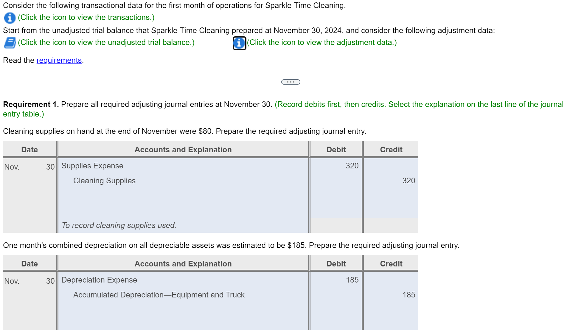 1, 2024 through October 31, 2025. (Debit Prepaid Insurance) Nov. 4 Purchased
