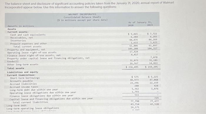 please help need it asap 2. What amounts did Walmart report for