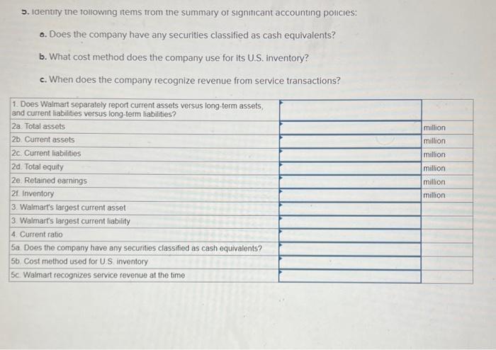 What is its largest current liability? 4. Compute Walmart's current ratio for
