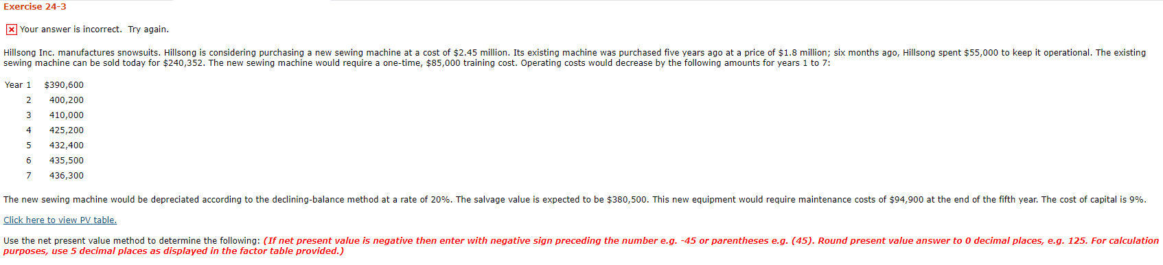  Exercise 24-3 x Your answer is incorrect. Try again. Hillsong Inc.