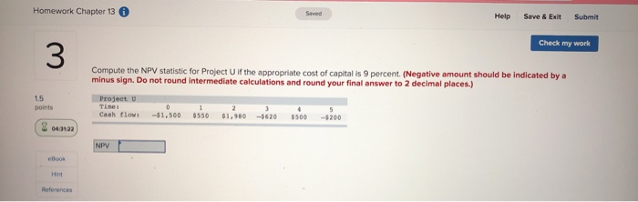  Homework Chapter 13 Help Save & Exit Submit Check my work