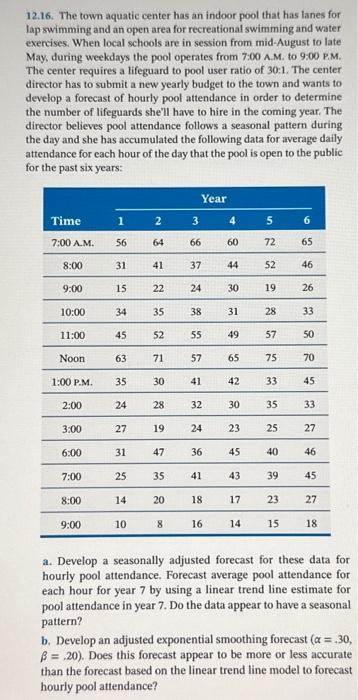 please help solve for a & b using in excel. 12.16. The