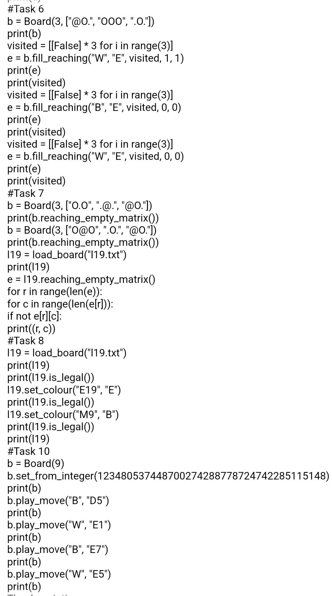 get the expected this is a code for a game of go