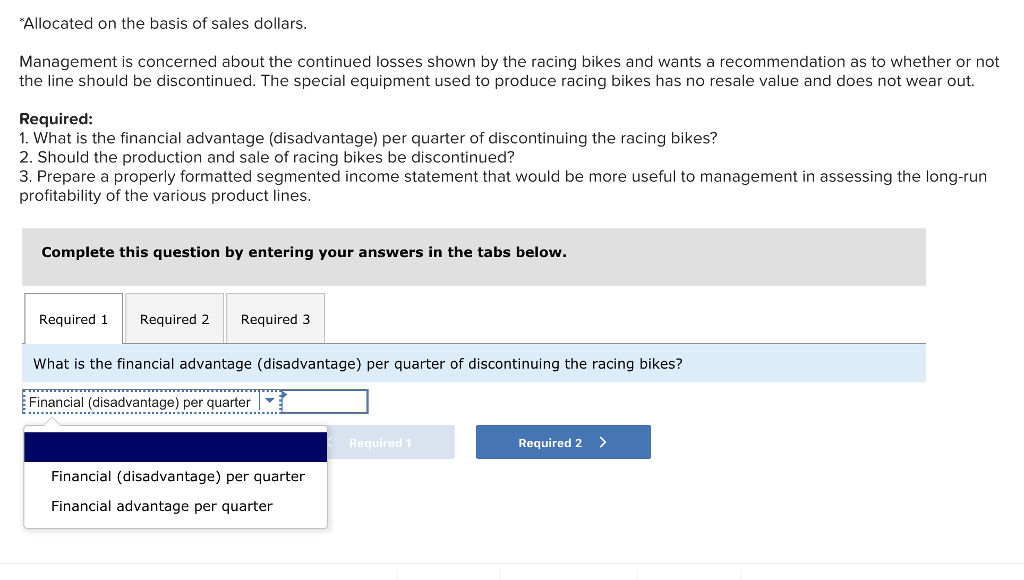 Company manufactures three types of bicycles-a dirt bike, a mountain bike, and
