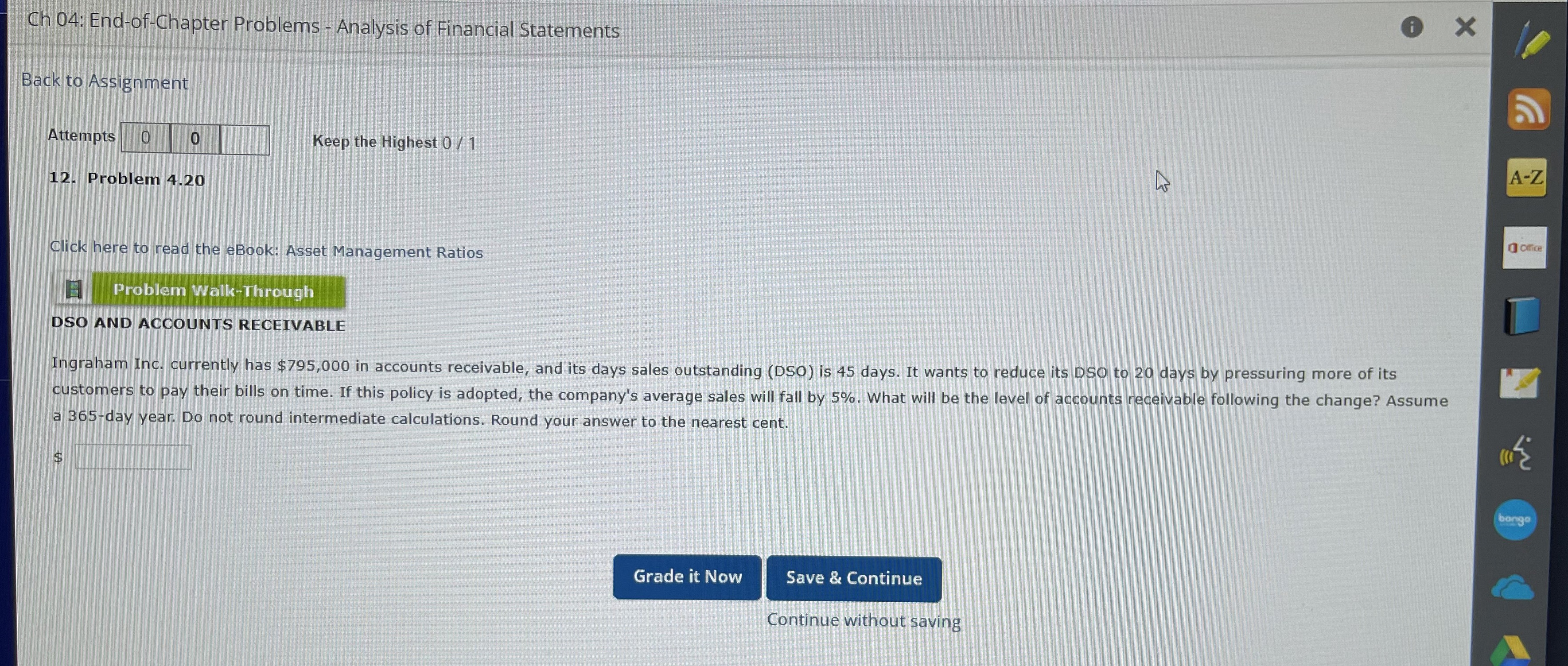  Ch 04: End-of-Chapter Problems - Analysis of Financial Statements Back to