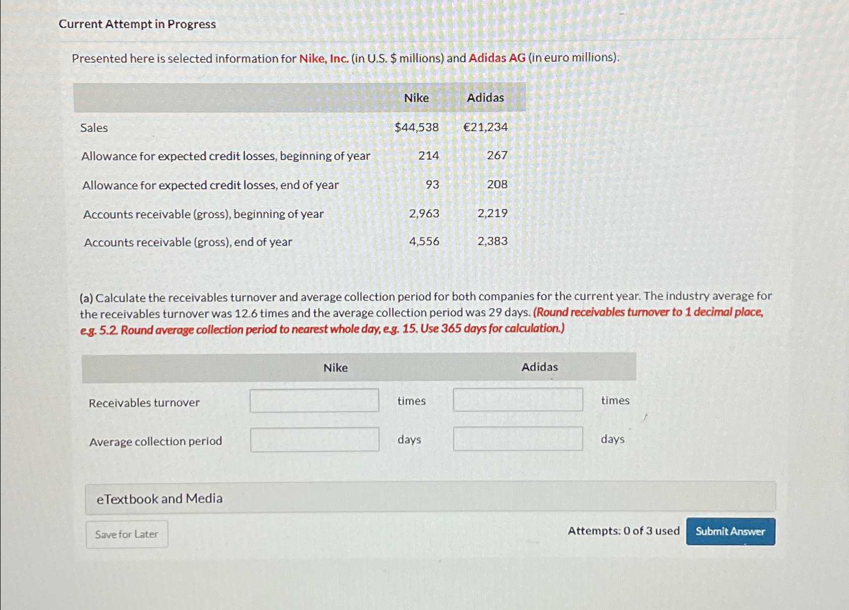  Current Attempt in Progress Presented here is selected information for Nike,