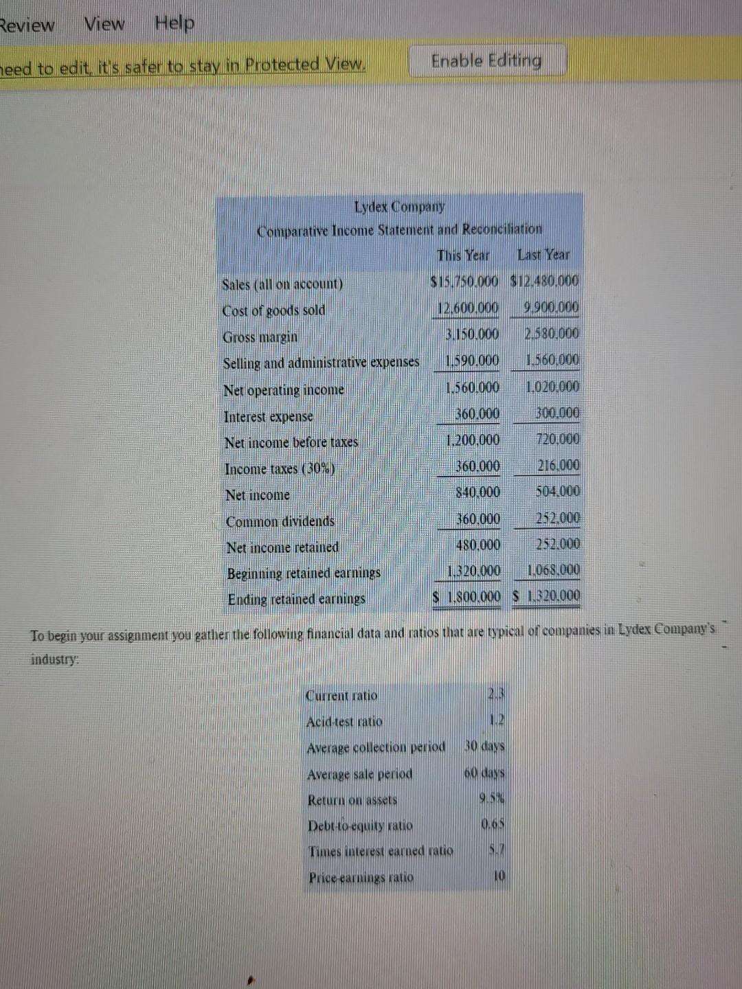 Lydex Company, a manufacturer of safety helmets. Your boss has asked you