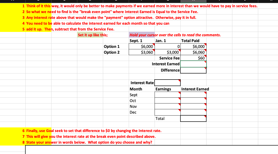 Using the Goal Seek function, how do I complete this problem Problem