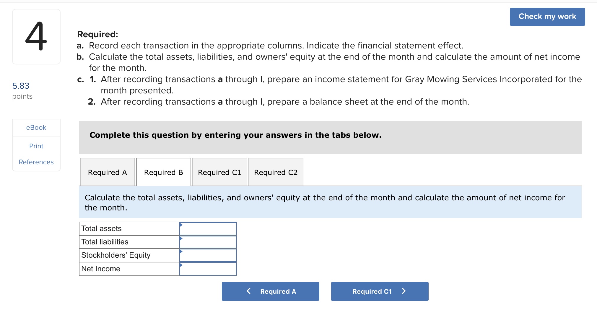 at the end of the month and calculate the amount of net