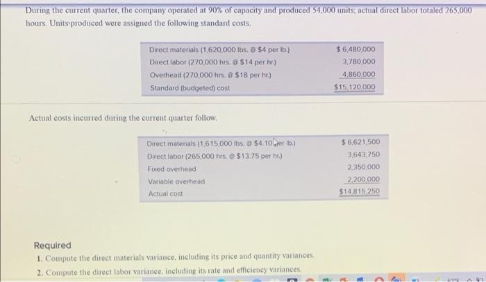 Company set the following standard costs per unit for its single product.