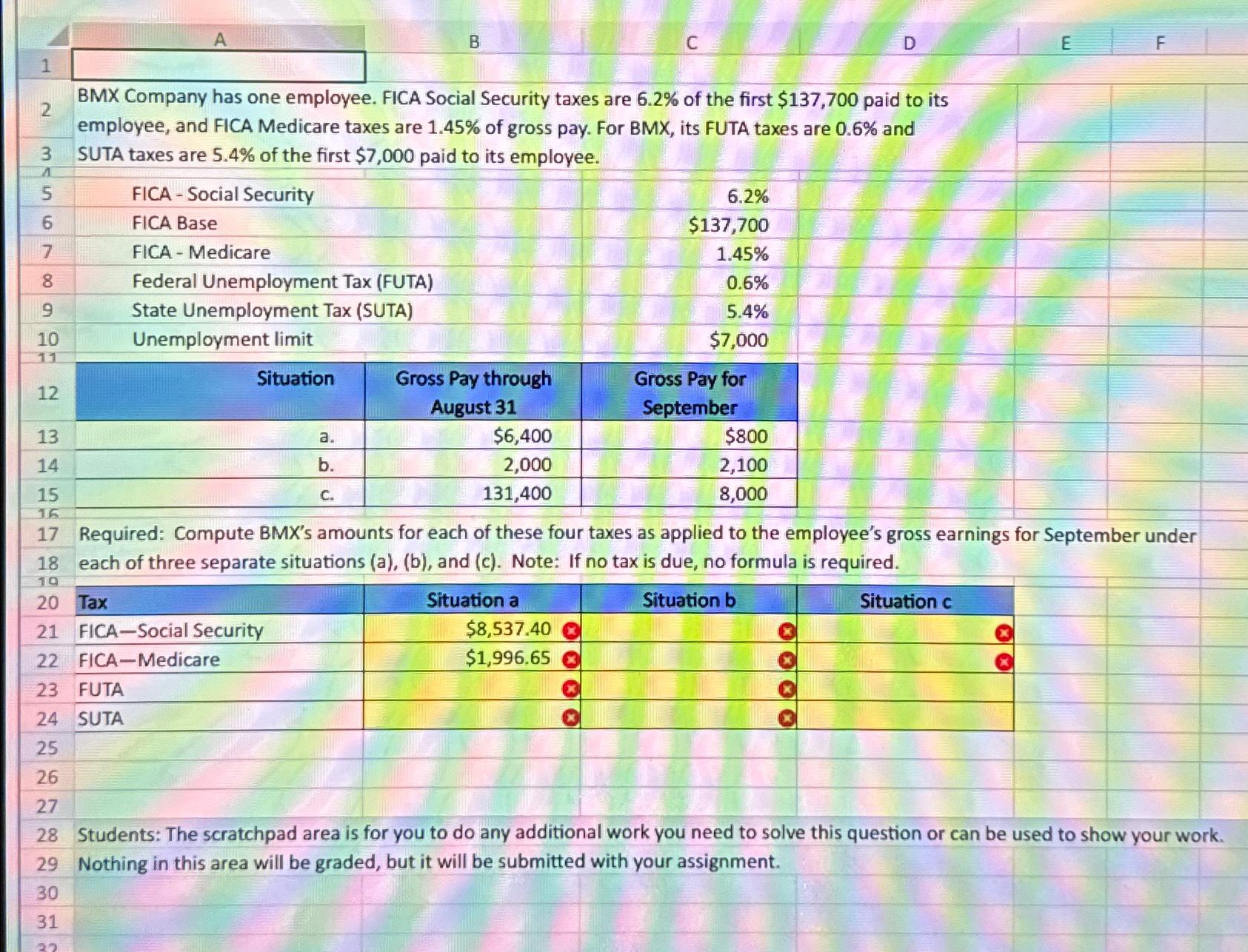  IE Exercise 9-7(Static): Computing payroll taxes LO P2, P3 BMX Company