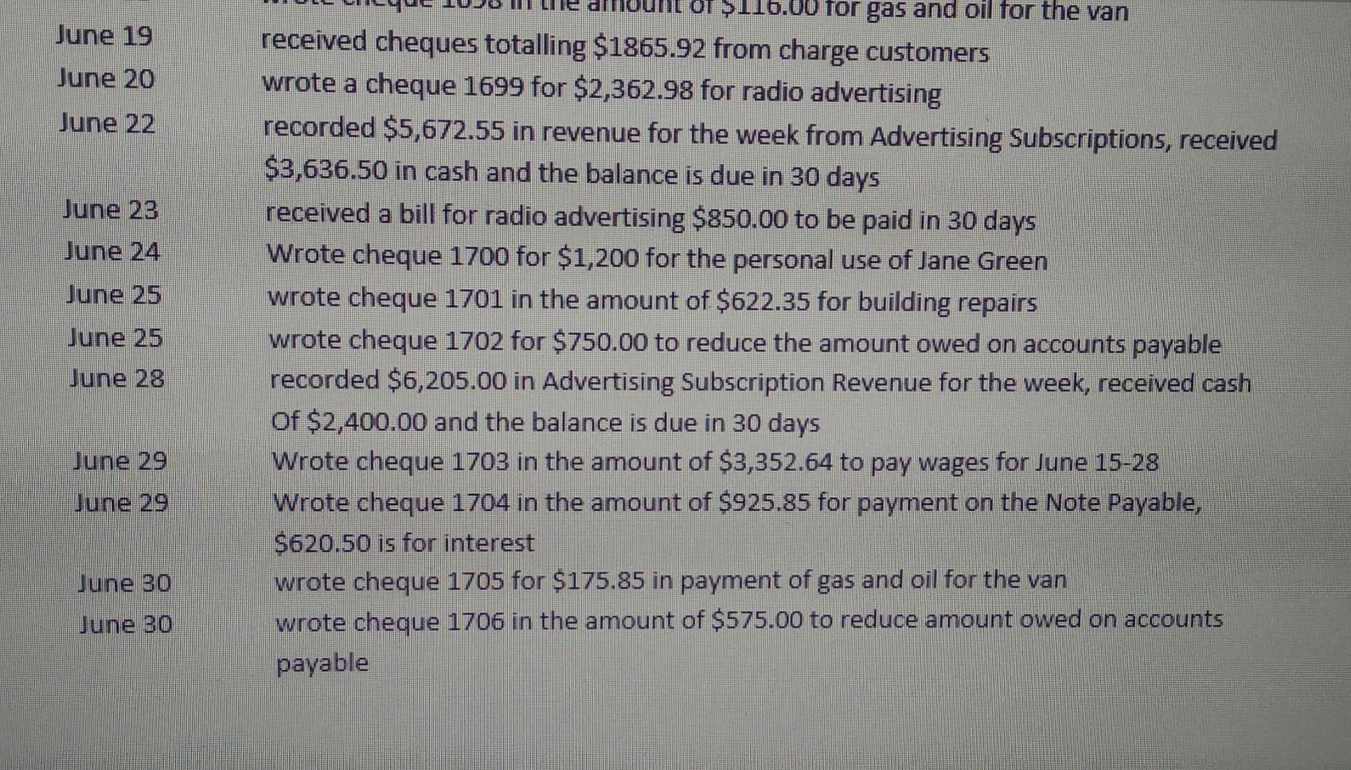 Green, Drawing 350 Income Summary Consulting Revenue Advertising Subscription Revenue 505 Utilities
