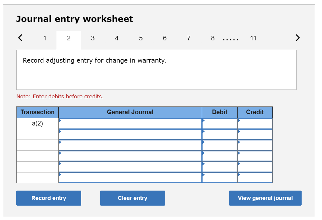 Enter debits before credits. Described below are six independent and unrelated situations