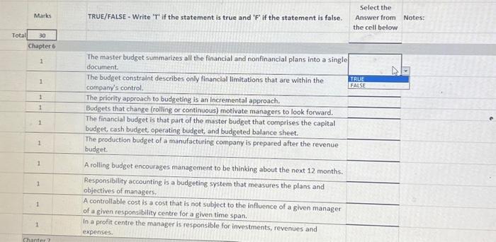  Marks Total 30 Chapter 6 1 1 1 1 1 1