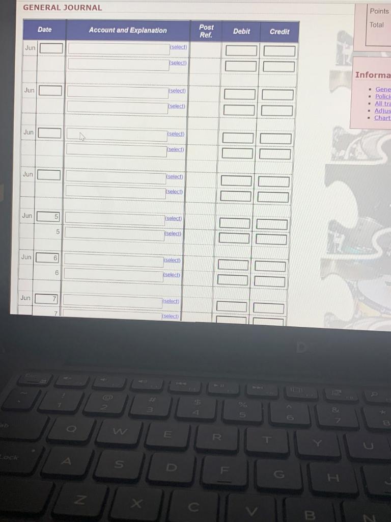 accounting cycle, recording transactions. On this page of the practice set, you