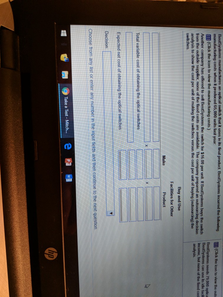 its final costs.) Another company has offered to sell from the outside