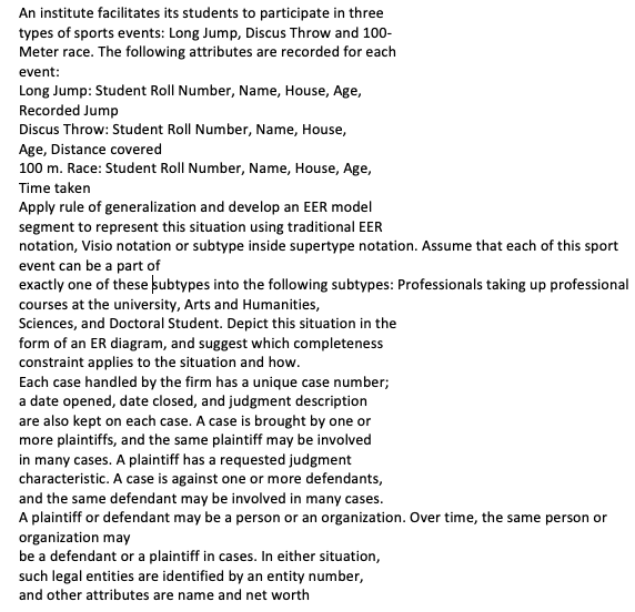 This question is for DATABASE MANAGEMENT SYSTEM COURSE An institute facilitates its