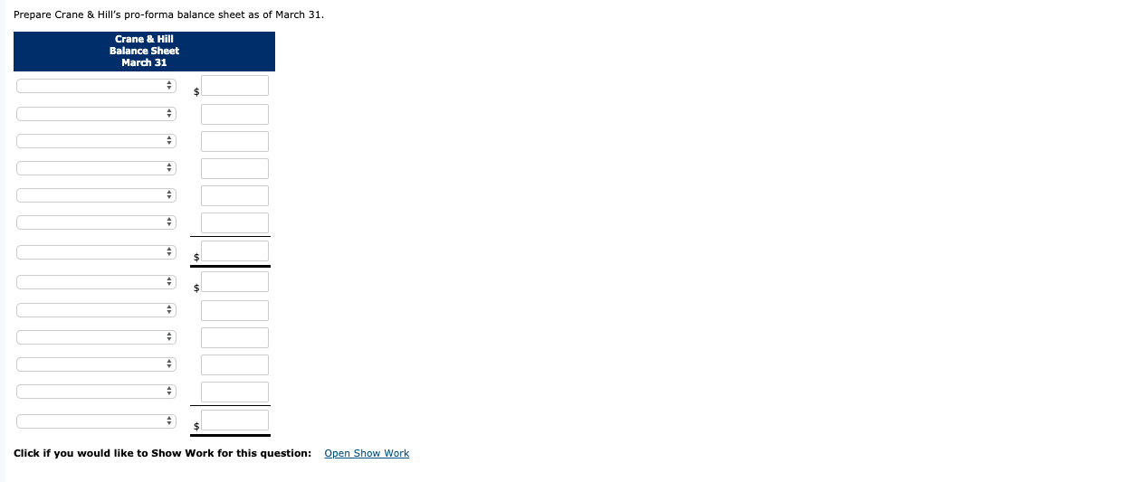 compile the pro-forma financial statements for the first quarter. The company's balance